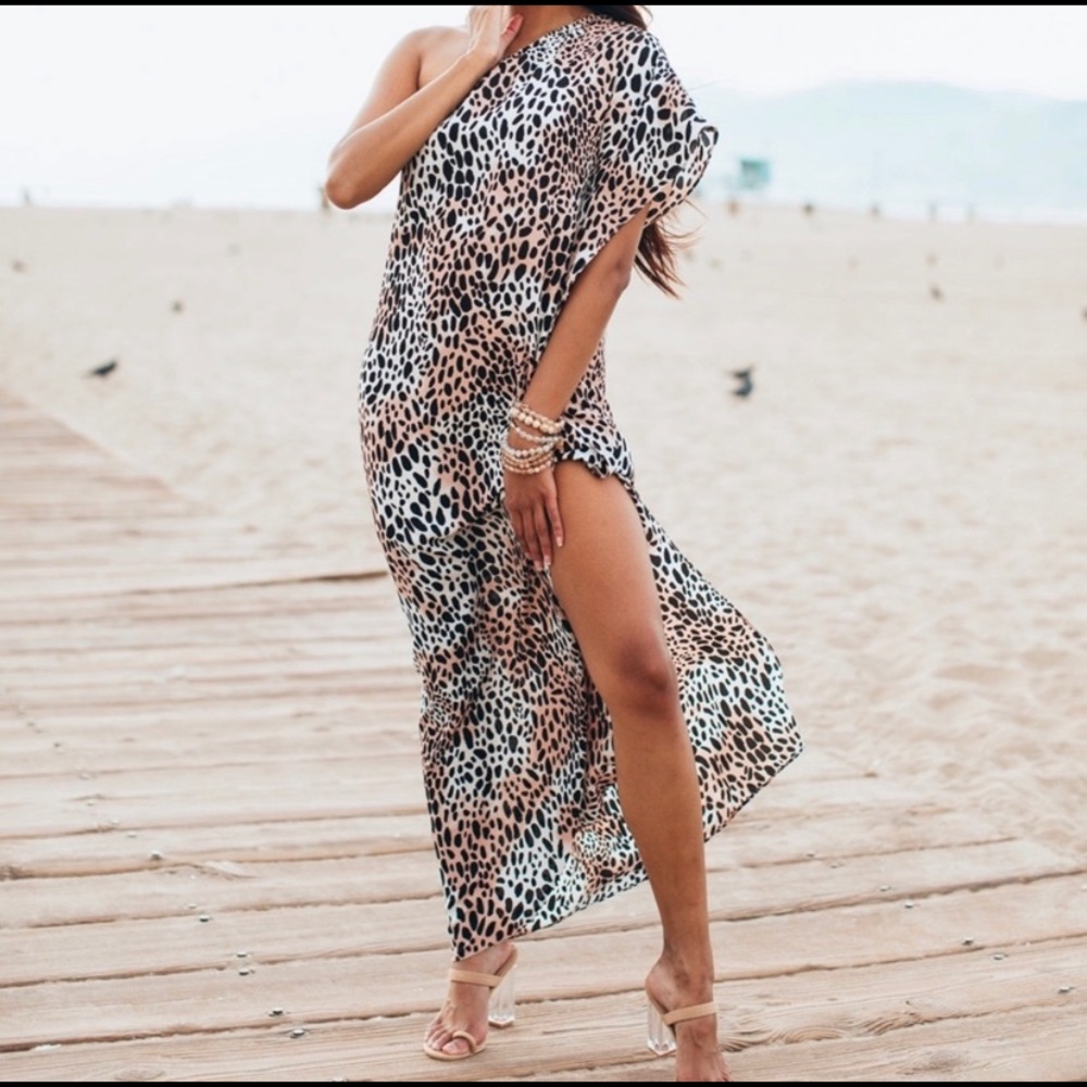 Buddy Love one shoulder leopard maxi dress